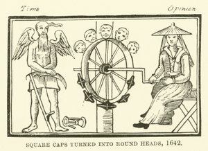 Square caps turned into round heads, 1642 by English School